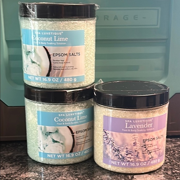 Spa Luxetique (1) Lavender and (2) Coconut Lime Epsom Salts Tubs Set of 3 NWT - Picture 9 of 9